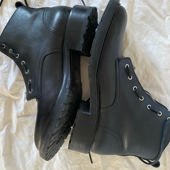 100% Leather - winter Combat boots s10 - Picture 3 of 5